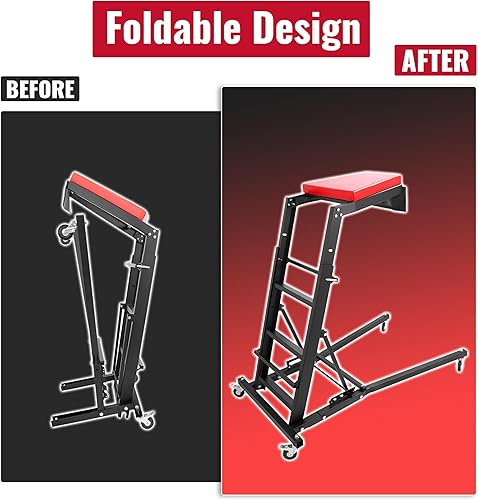 Miniatura 5 de HECASA Top Automotive Creeper fácil acceso y reparación de motores ajustables y plegables con 4 ruedas giratorias de 400 libras, capacidad de peso