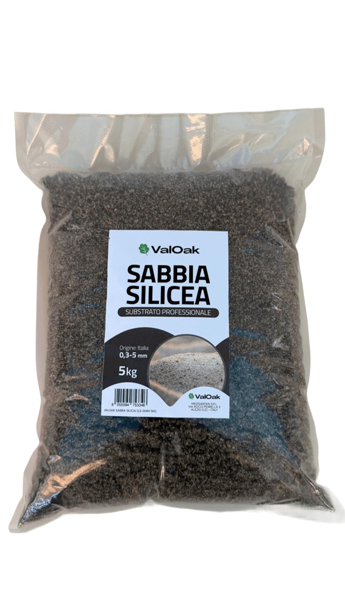 Valoak Sabbia Silicea 5 kg – Graniglia Quarzifera per Piante, Orto e Acquari | Drenaggio e Supporto Vasi | Fondo Acquario Naturale | Materiale Inerte | Made in Italy (0,5-3mm)
