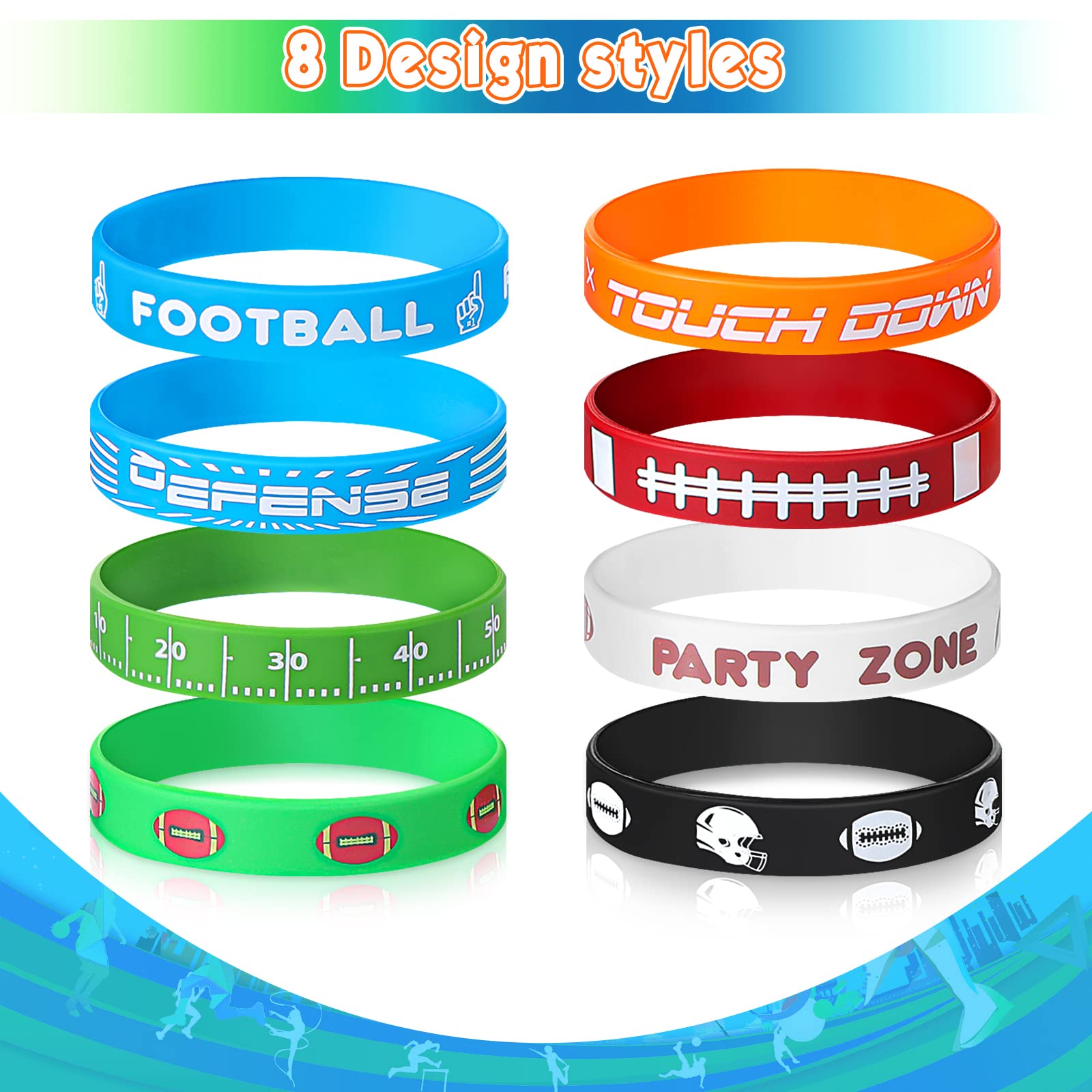 Lot De 16 Bracelets Silicone Football Pour Enfant – Couleurs Variées, Résistants Et Confortables – Cadeau Idéal Pour Anniversaire Ou Fête De Sport
