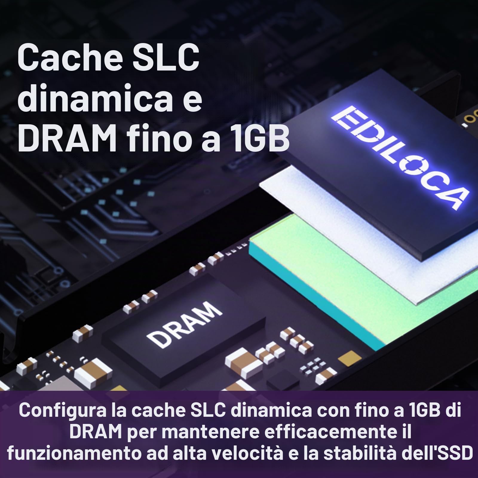 Ediloca EN855 SSD da gioco interno con dissipatore di calore 1 TB PCIe Gen4, NVMe M.2 2280, fino a 7400 MB/s, unità a stato solido, configura cache DRAM, compatibile con PS5 e PC