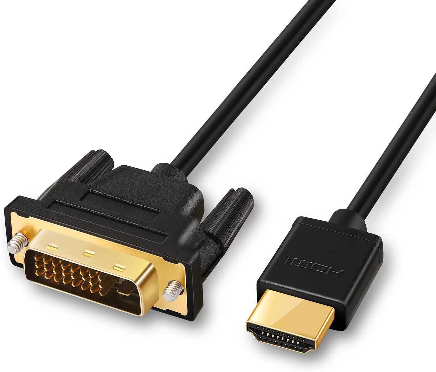 LinRui HDMI to DVI Cable, DVI D to HDMI Cable Gold Plated Support 1080P for Blu Ray Player, PS 4, DVD, Computer, HDTV, Projector and More (1.5m)