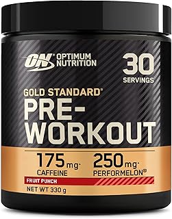 Visuel du produit : Optimum Nutrition Gold Standard Pre-Workout en Poudre, Boisson Énergétique Goût Fruit Punch, 330g, 30 Doses