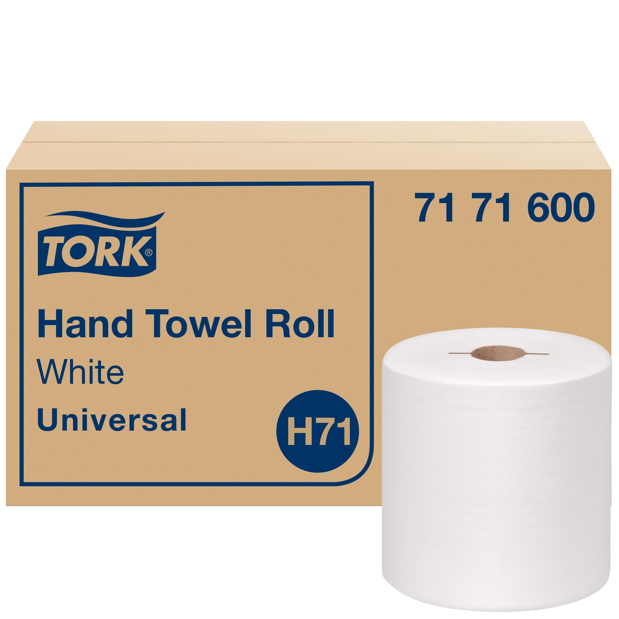 Tork Hand Towel Roll, White, Universal, H71, 100% Recycled, 1-Ply, White, 6 Rolls x 630 ft, 7171600