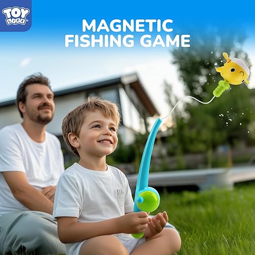 Miniatura 2 de TOY Life Juego de pesca magnético, juguetes de baño para niños de 4 a 8 años, juego de pesca para niños pequeños con ballenas y peces que nadan,