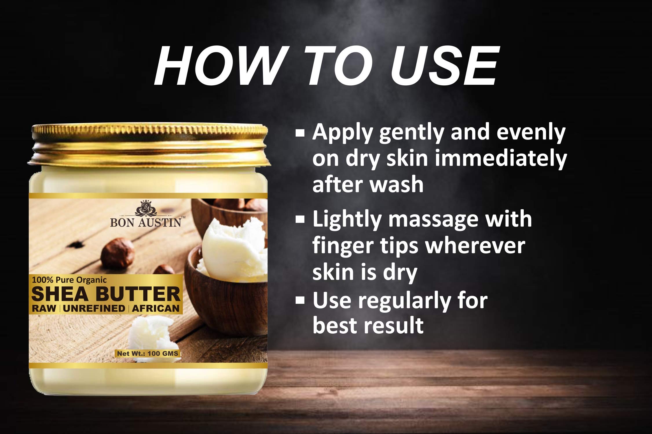 Bon Austin 100% Pure & Natural Shea Butter | Raw & Unrefined Body & Face Moisturizer | Deep Hydration for Dry Skin, Hair, Stretch Marks & Anti-Aging | Ideal for Hair Mask & Skin Care | 100g Pack (100 gram) 3