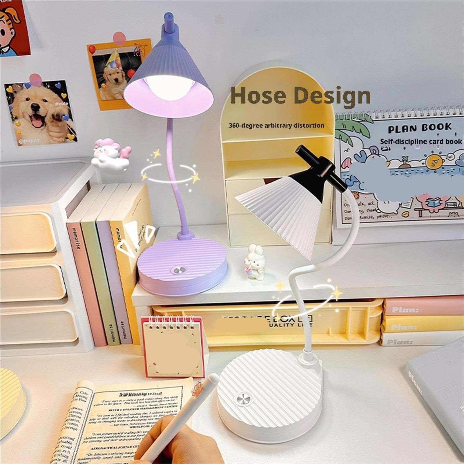 Lámpara De Lectura Lámpara De Escritorio Ajustable Que Cuida La Vista con Batería 1200 MAh Y 3 Modos Luz para Ojos(White)