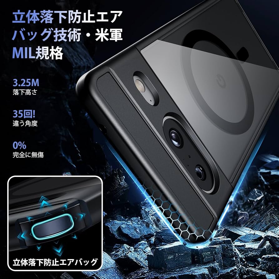 【美品】Google Pixel 8 ブラック 本体 magsafeカバー付き Google Pixel8 ケース ガラスフィルム付き・MagSafe対応 OWKEY