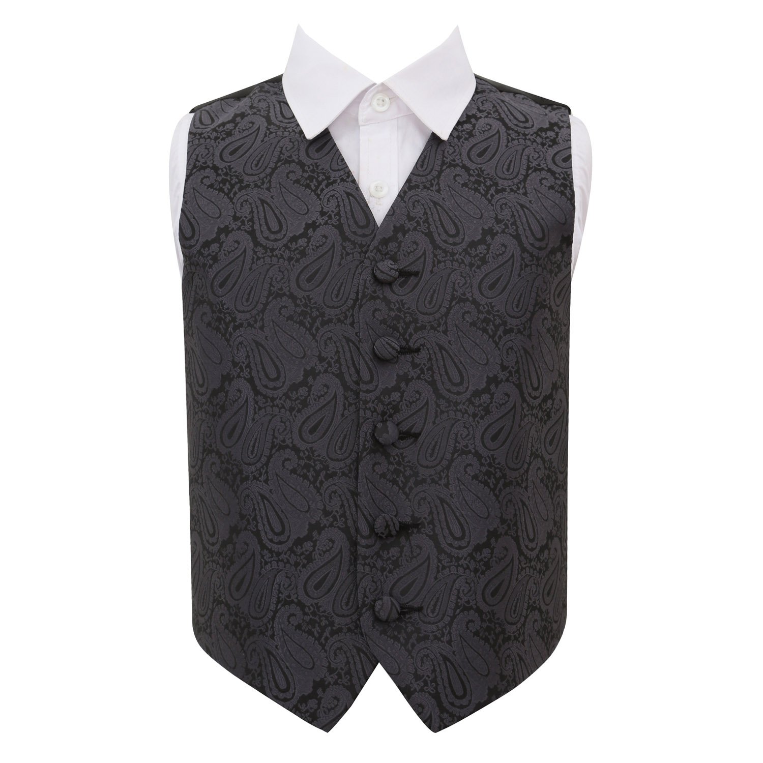 Dqt Boys Charcoal Grey Paisley Floral Wedding Waistcoat Vest – Page Formal Suit – 5-6 Years 26"