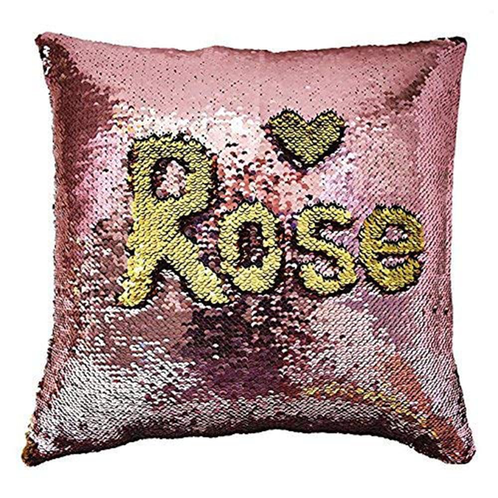 MOCOFO Glitter Pillow, Reversible Sequins Pillow Cover Magic Mermaid Fish Pillowcase Parkly Fun Flip Sequins Throw Pillow Cover Pink Gold Couch Cute Color Changing Decor Cushion Covers for Sofa16X16