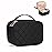 Relavel Small Makeup Bag, Travel Cosmetic Bag with Makeup Brush Compartment, Cute Make Up Pouch for Women, Double Layer Toiletry Organizer for Short Trip, Office - Black