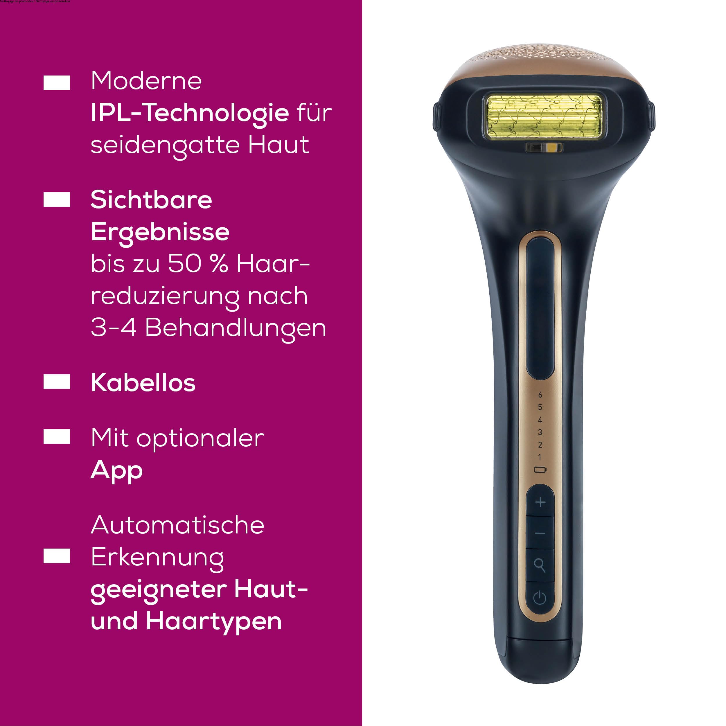 Beurer IPL Velvet Skin Pro Haarentfernungsgerät mit Akku, dauerhafte Haarentfernung durch IPL-Technologie, für Körper, Gesicht, Bikinizone, mit App, schwarz