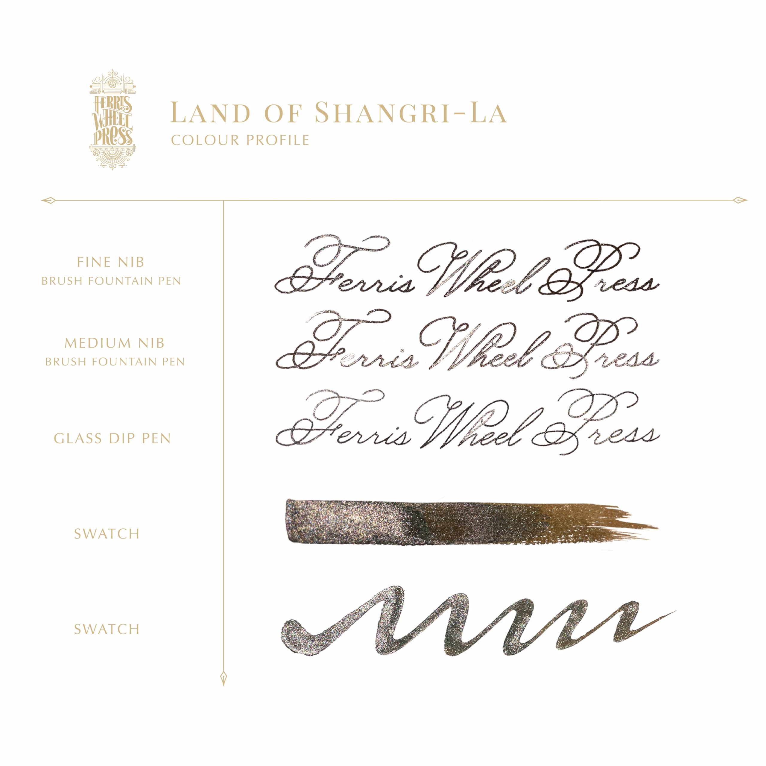 Ferris Wheel Press Fountain Pen Ink | Curious Collaboration Collection | Shangri La Hotels | Ashy Brown with Champagne Shimmer | 38ml - Image 3