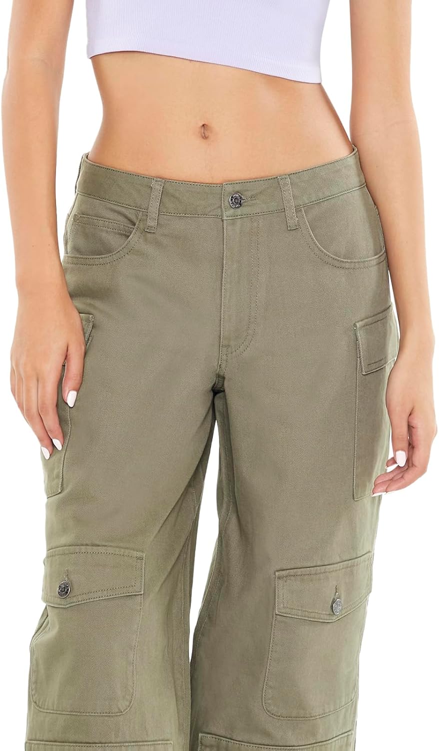 Forever 21 Womens Twill Wide-Leg Cargo Pants - Image 5