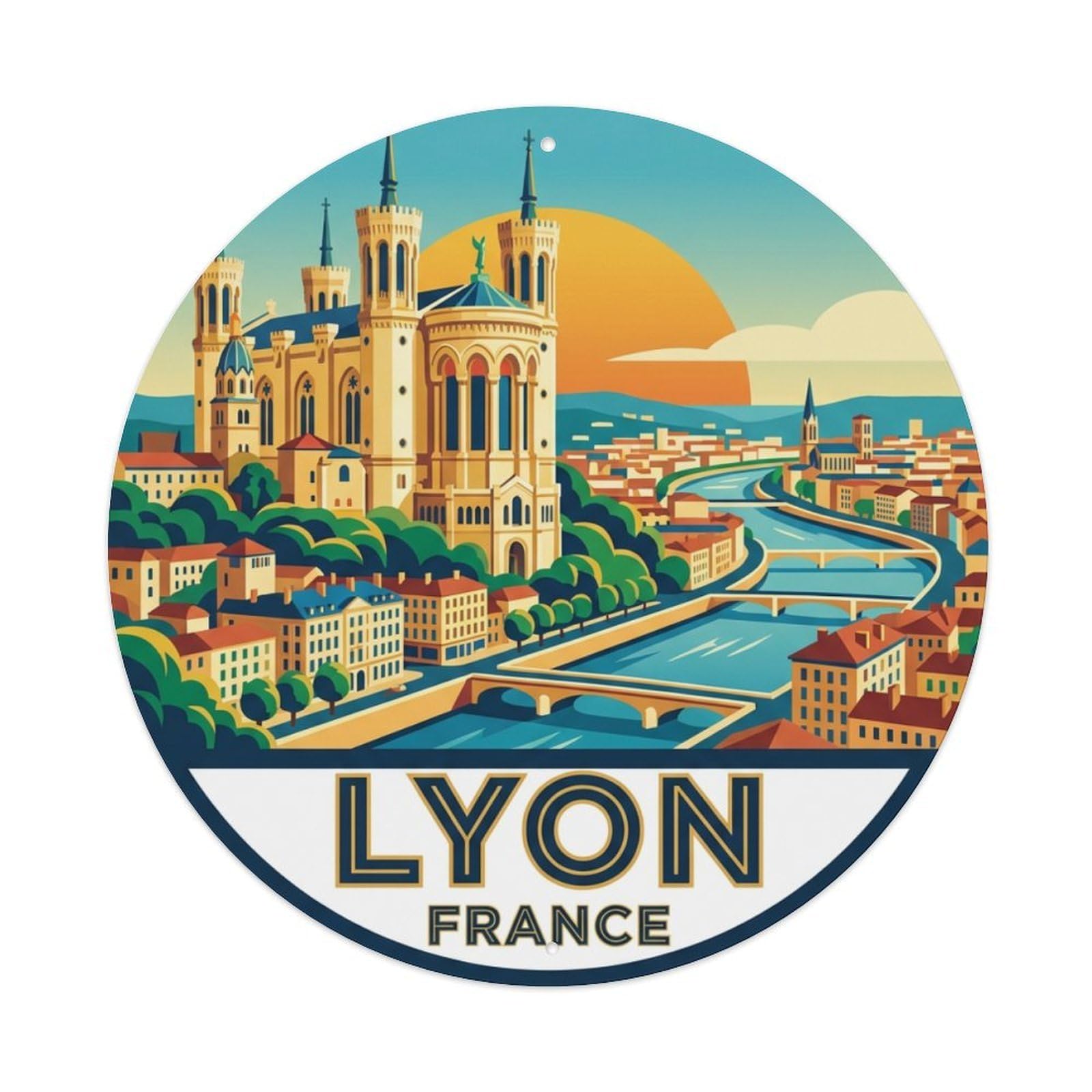 Galvaxio Style France Vintage Travel Lyon Metal Tin Sign