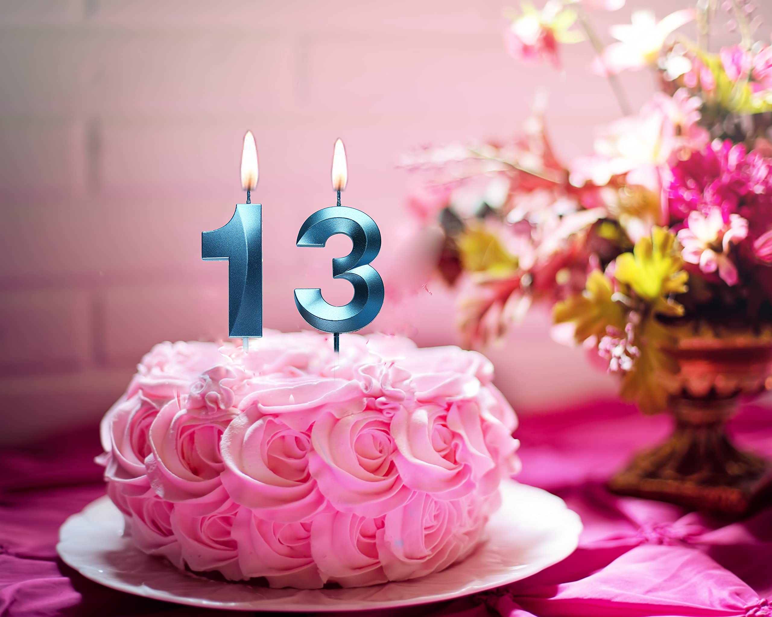 Velas azules de 13 cumpleaños, decoración para tartas con el número 13 para decoración de cumpleaños, decoración de fiestas
