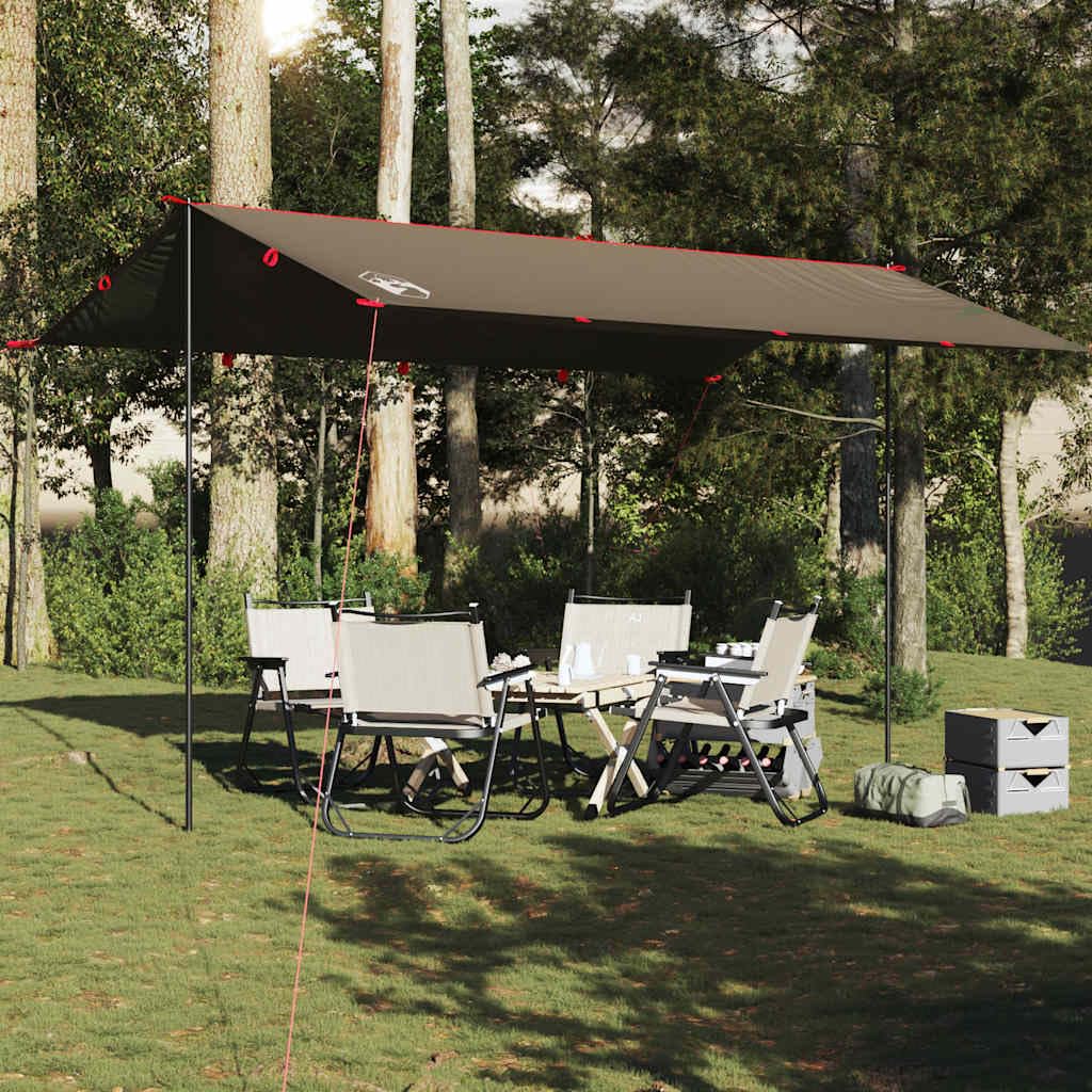 Tarp Braun 506 x 306 cm Impermeable 185T Poliéster PU Revestimiento Lona de Camping con Ojales, Ligera, Portátil Versátil como Lona de Tienda de Campamento, Lona para el suelo, Cubierta de lluvia para