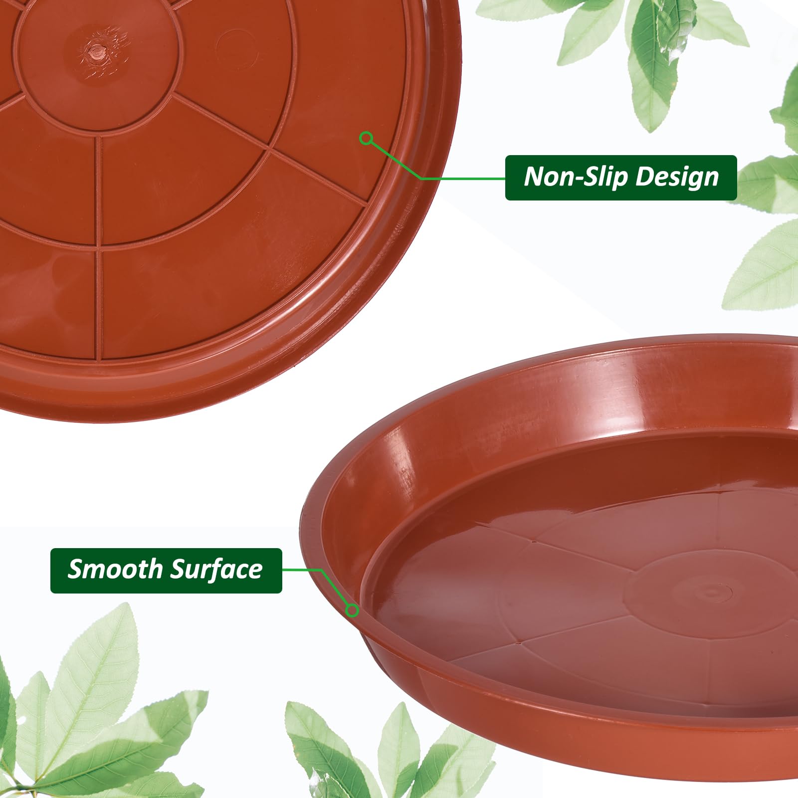 Lot De 12 Soucoupes Rondes Pour Pots De Fleurs Avec Étiquettes - 4 Tailles 13,9 à 21 Cm