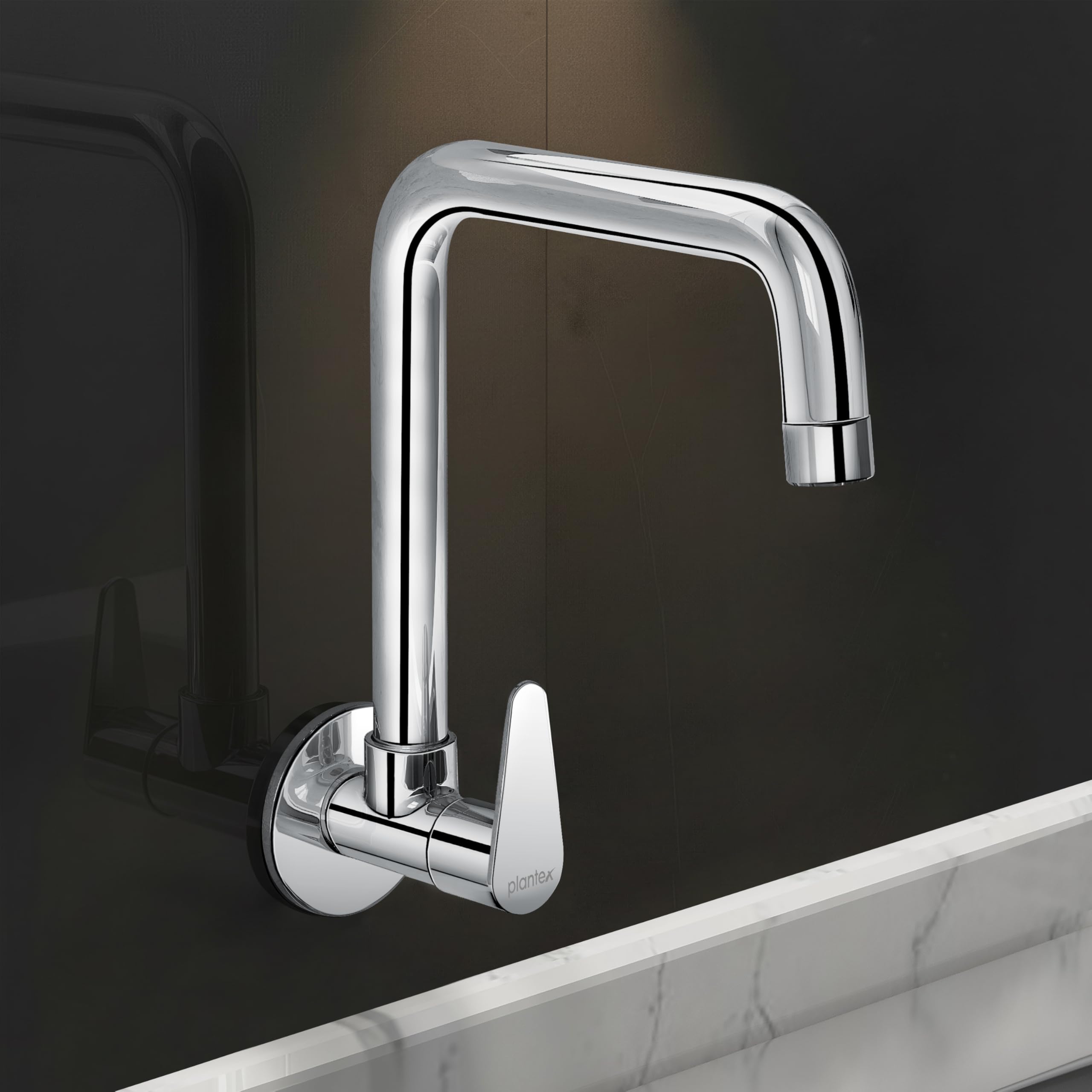 Plantex Brass Kitchen Sink Tap/360° Swivel Spout Sink Tap for Kitchen Basin/Water Tap with Brass Wall Flange and Teflon Tape- 7 Year Warranty by Plantex (DOL-4300-Mirror Chrome)-image-29