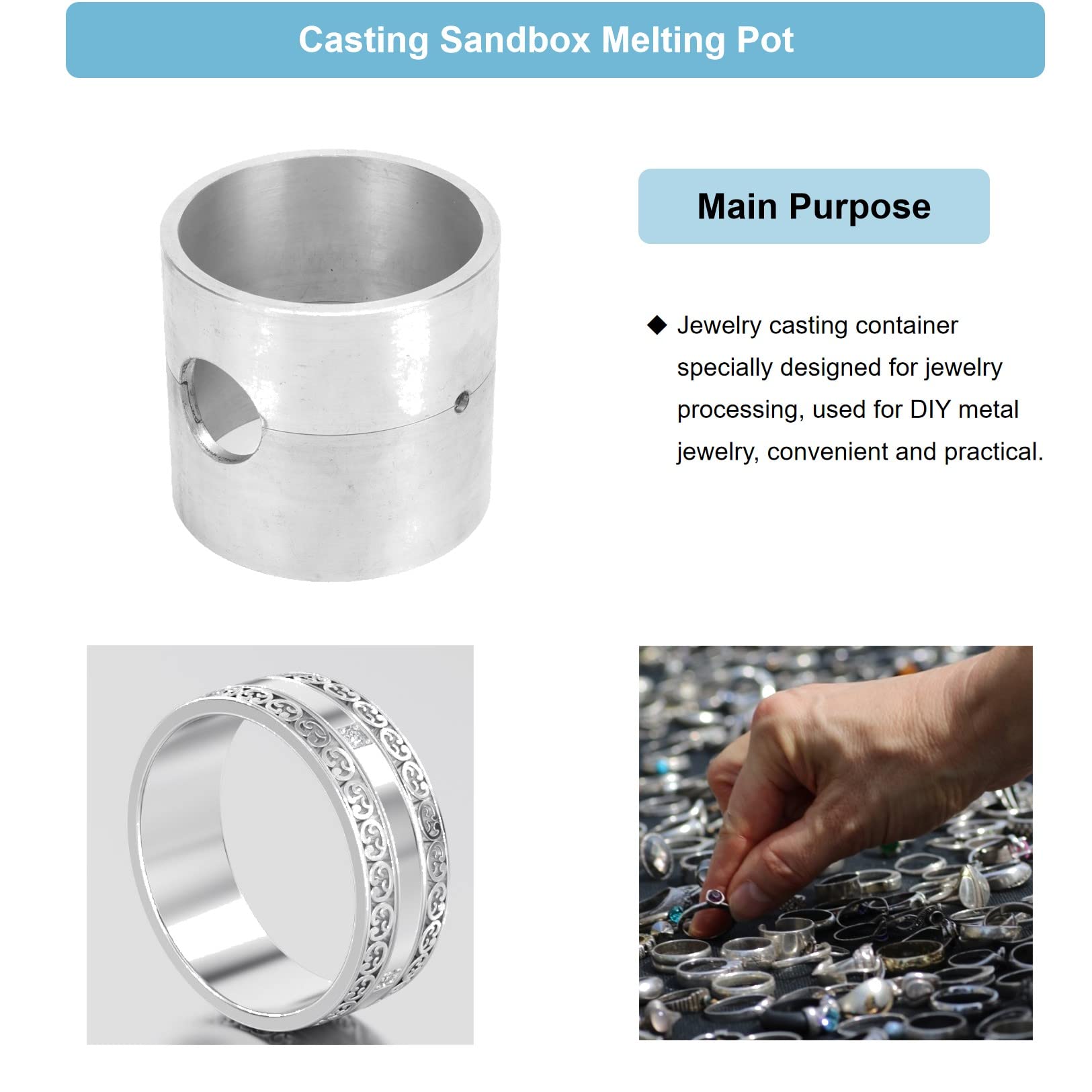 Pot De Fusion En Alliage Aluminium Pour Moulage Bijoux - Bac à Sable De Coulée, Diamètre 24 Mm - DIY Et Réparation