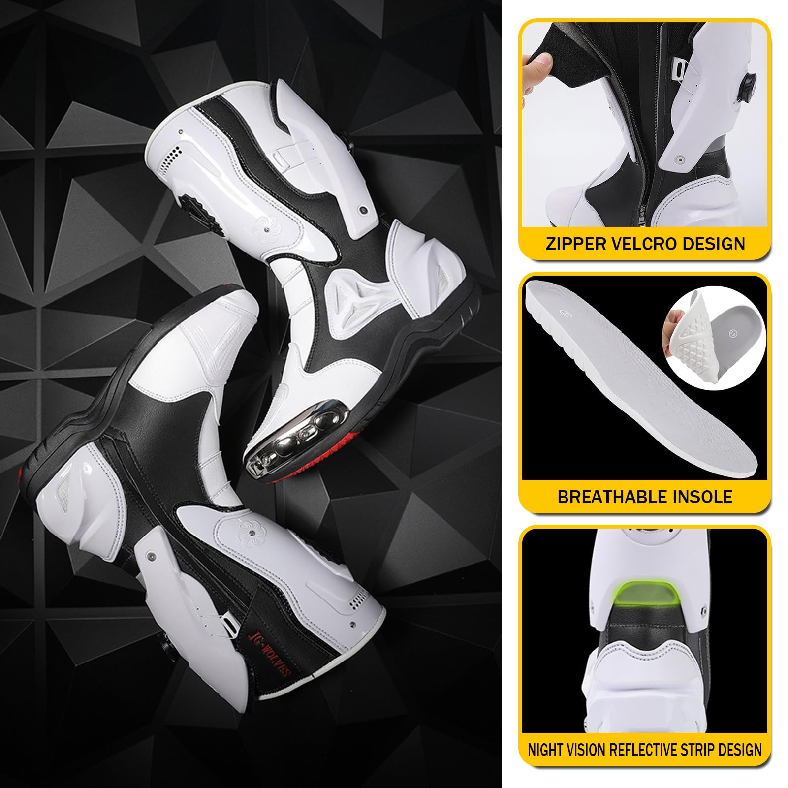 Motorradstiefel Herren und Damen - Motorrad ergonomisch Wasserdicht Stiefel Tourenstiefel Schuhe Männer Leder mit Motorradschuhe aufgesetzten Hartschalenprotektoren