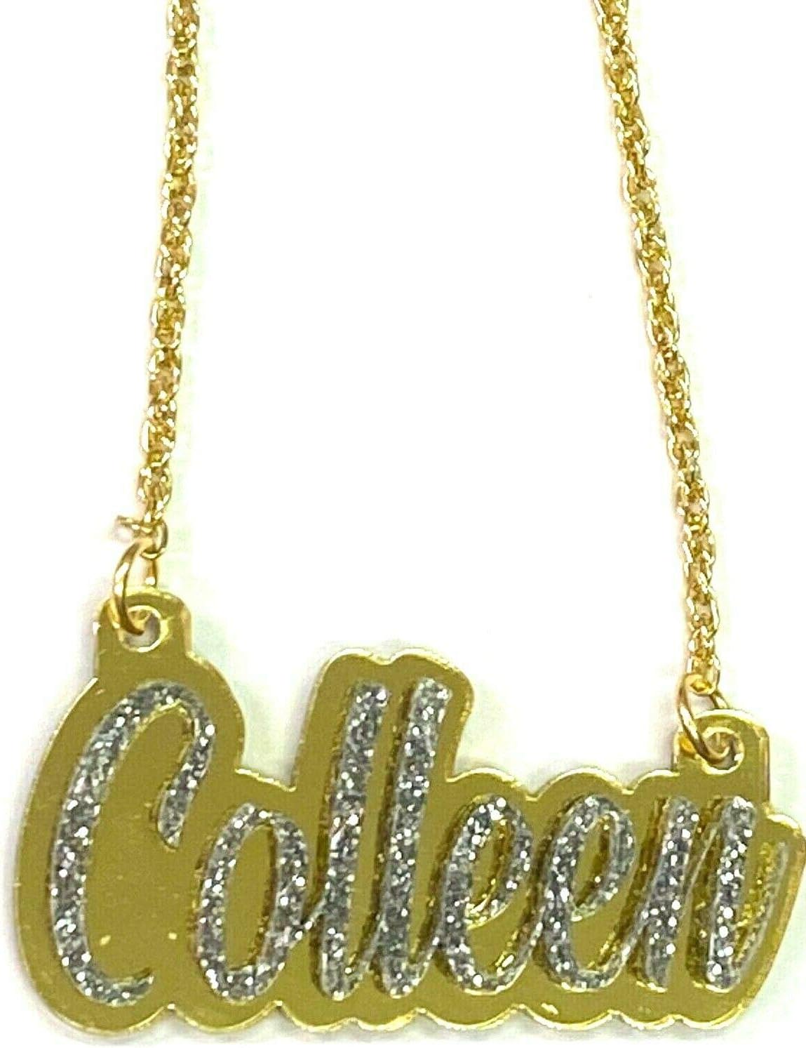 MIRROR MANIA Necklace Name Plate Personalized Custom Name Necklace Nameplate Name Laser Cut Diamond Look Script Cursive Letters, Premium Gold Chain, Made To Order Any Name - Dazzling and Stunning!