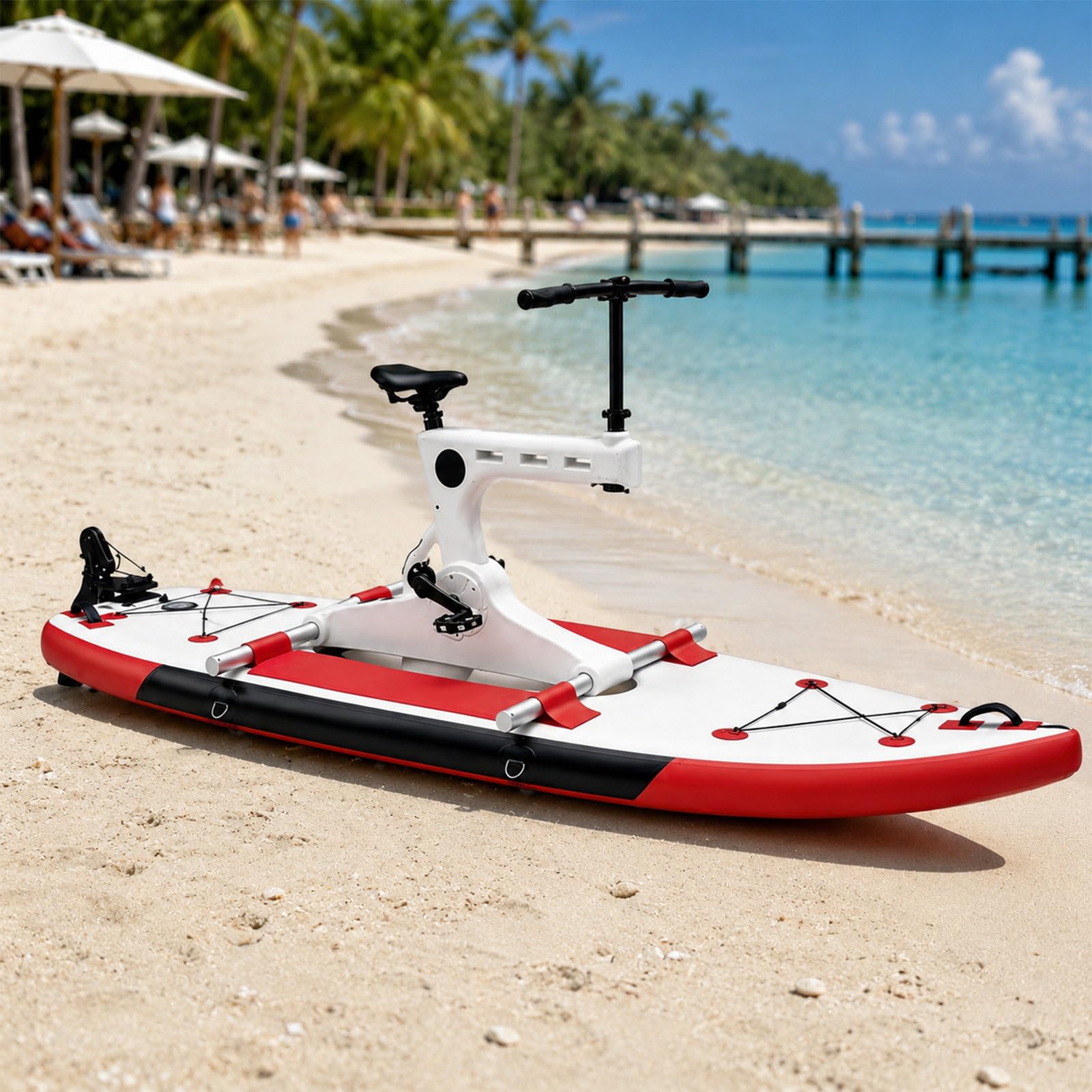 QJJML Inflatable Water Bike, Water Bike, Pedal Boat For Adults, Solo Water Bicycle For Lake, Beach Resort, Campground And Waterfront Rental Use,220kg Capacity + 7km/h Speed Red