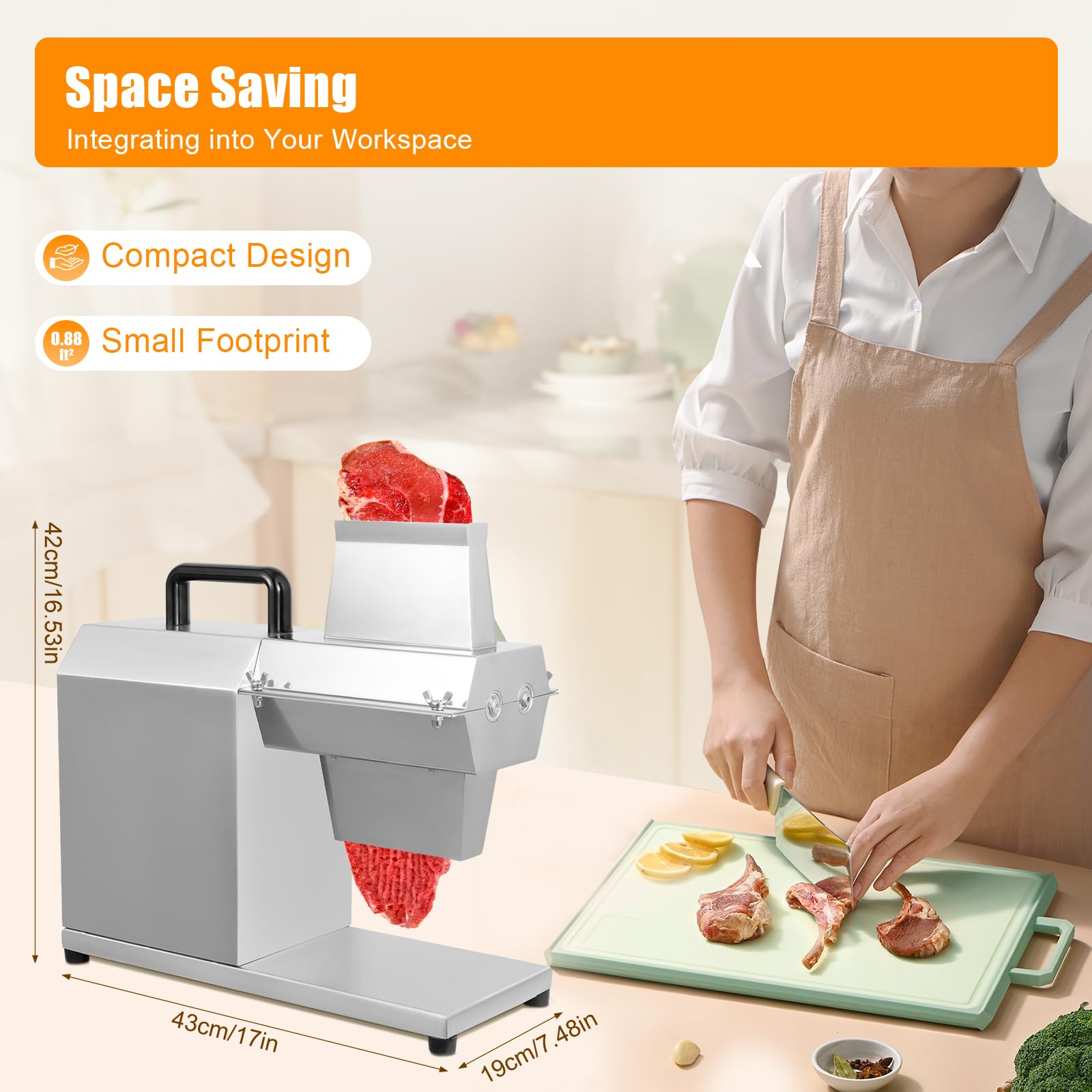 CAIHAOA Commercial Meat Tenderizer, 450W 110V 60HZ Electric Steak Chicken Tenderizer Machine, 304 Stainless Steel Tenderizers Tool for Beef Turkey Chicken Pork(43 * 19 * 42cm)