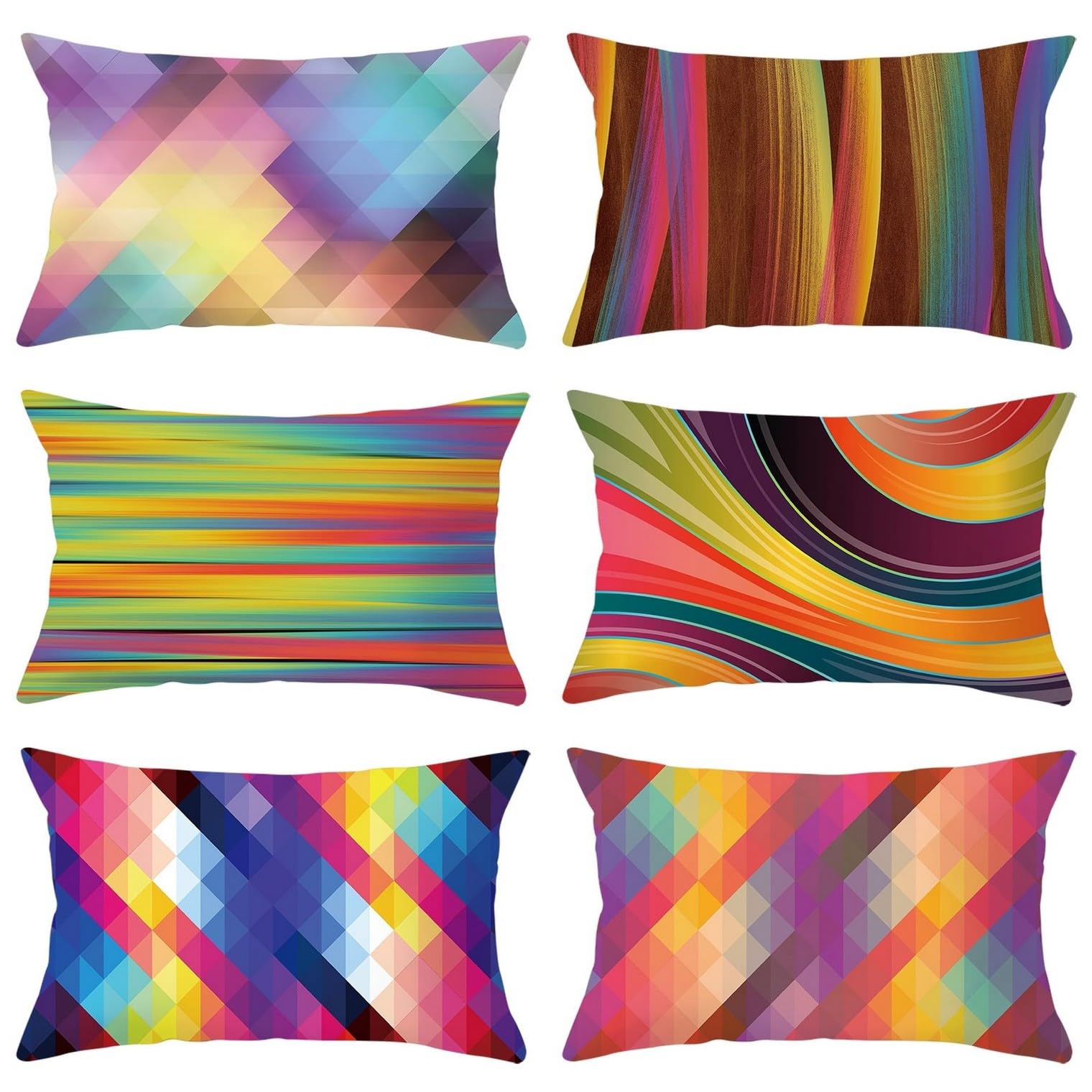 Taie d'oreiller motif coloré pour redonner vie à un canapé terne ou usé