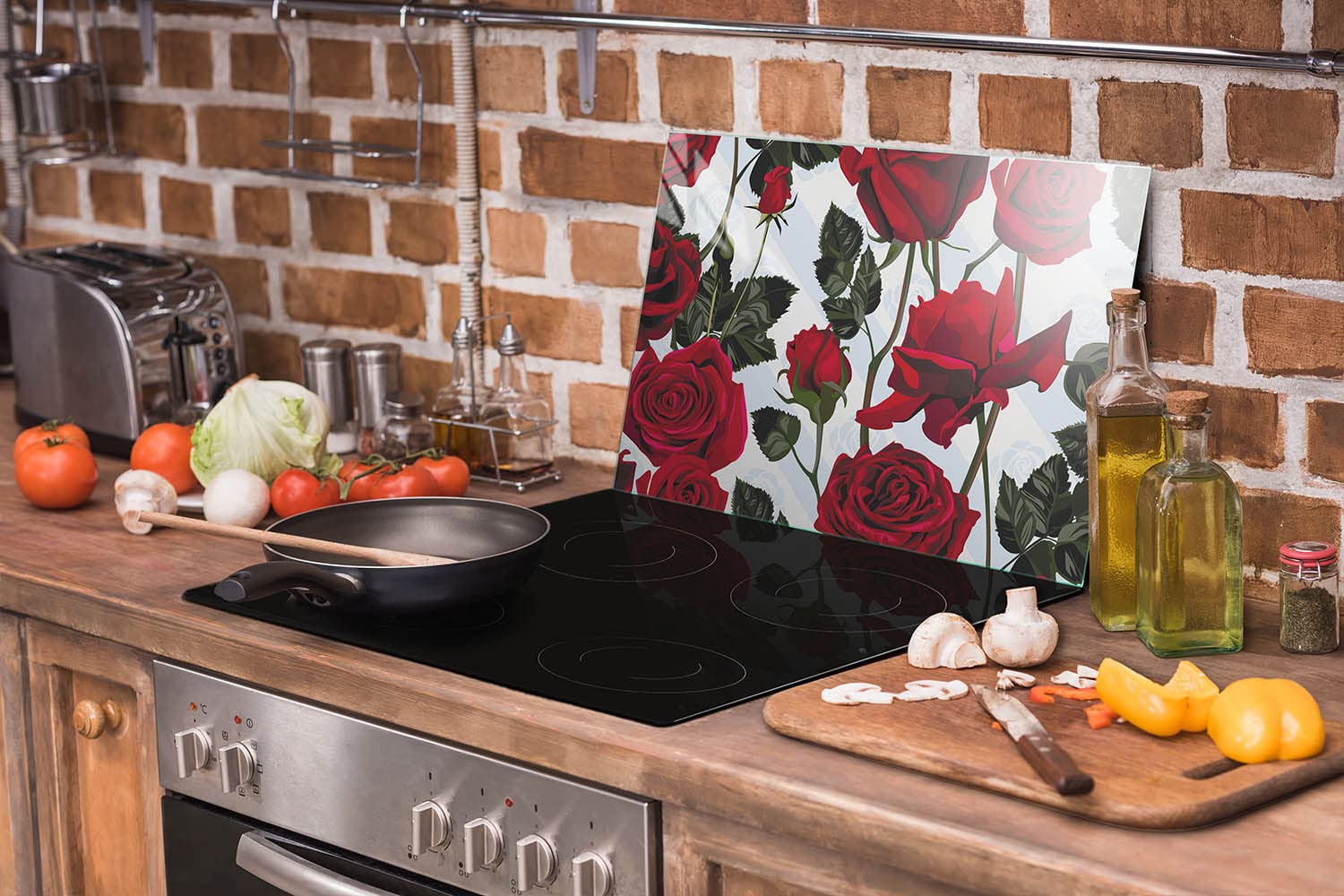 Decorwelt Ceranfeldabdeckung 2-teilig 30x52cm - Sicherheitsglas Multifunktion