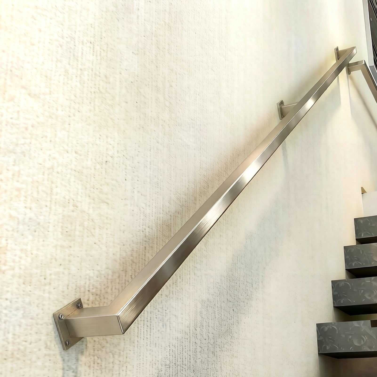 Liyadolaam Women's One Color Stainless Steel Hand Railings, Wall Mount Banister Handrails, Square Pipe Hand Rail For Indoor Stairs/Outdoor Use/Home/Loft/Porch/Deck, 1Ft-20Ft(14Ft/420Cm)