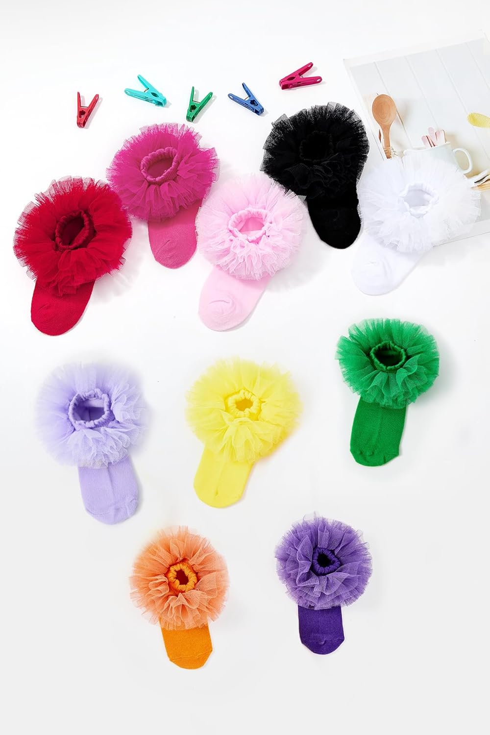 Zando Toddler Ruffle Socks for Girls 1-10 Years - Cotton Tutu Socks with Puffly Lace Frilly Edge Cute for Photos - Image 6