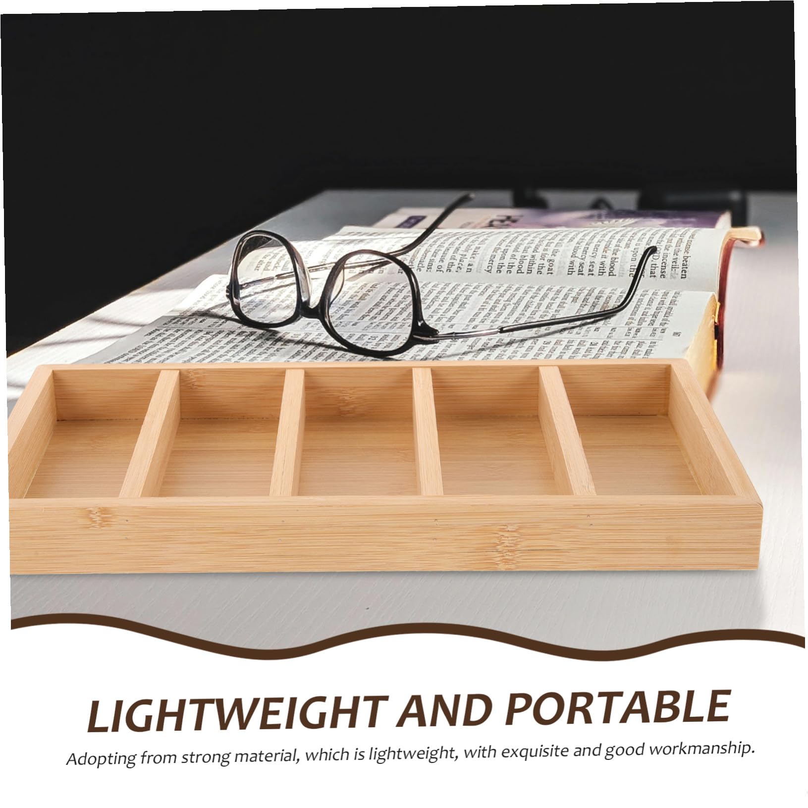Ipetboom Organizador de Gafas de 2 Piezas 5 Compartimentos de Madera | Bandeja Khaki para Exhibición y Selección, Vitrina para Gafas de Sol en Tienda, Fiesta Verano