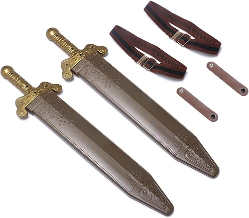 Miniatura 1 de Espada y funda de plástico de 19 pulgadas para jugar al aire libre, juego de espada guerrera romana con correa elástica de 22 pulgadas para