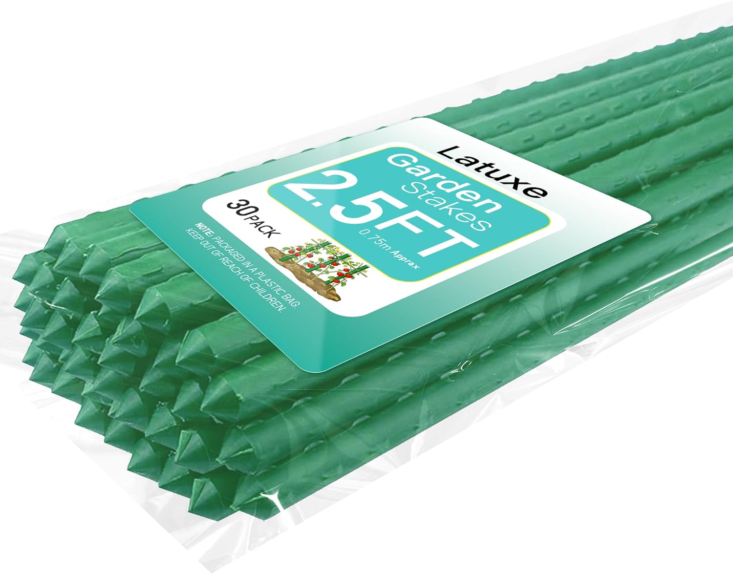 Garden Stakes 7FT, 25pcs Plastic Coated Steel Stakes Specifically Designed for Climbing Plants, Ideal for Tomatoes, Beans, Cucumbers, Peppers, Vines, and More Plant Growth