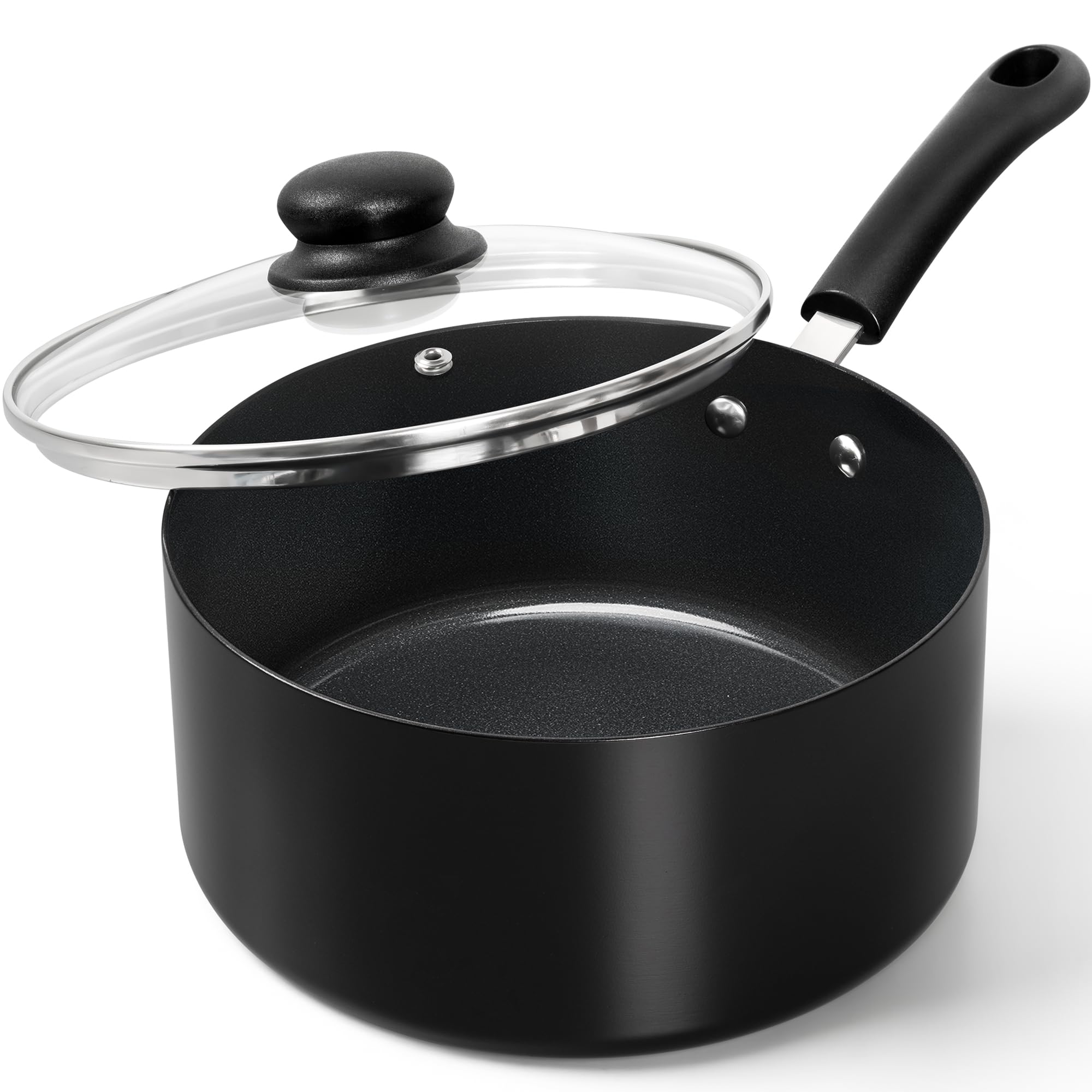 MICHELANGELO Black 3 Quart Saucepan