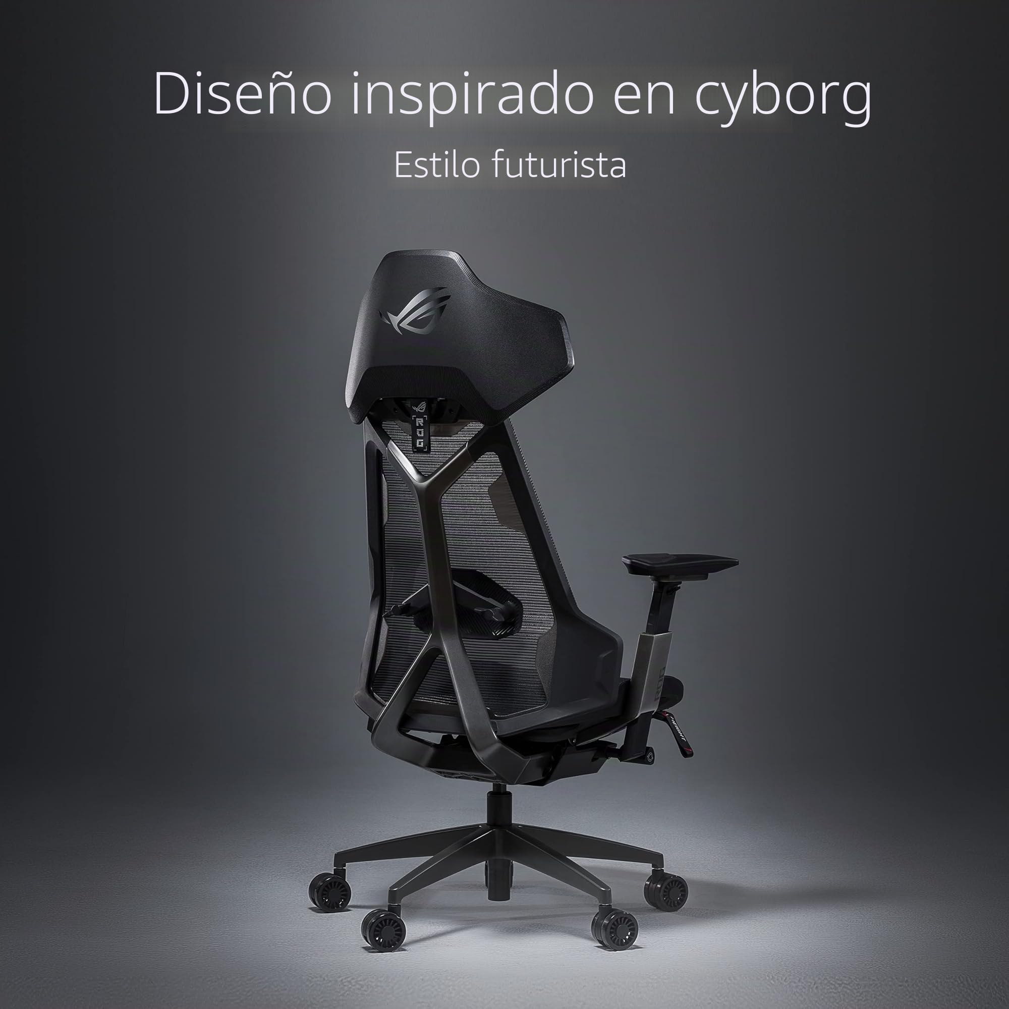 ASUS ROG Destrier Ergo - Silla Gaming Ergonómica (reposacabezas, Lumbar, reposabrazos y Asiento Ajustables, Respaldo con 4 Posiciones, Mobile Gaming Mode, Estructura de Metal, Malla) Color Negro