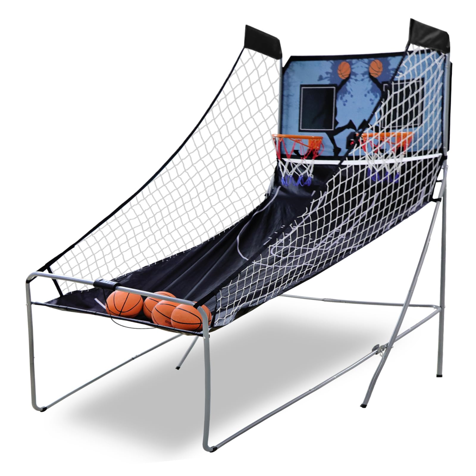 Smartxchoices Indoor Arcade Basketball Game Foldable Double Electronic Basketball Hoop Game Shot 2 Player w/ 4 Balls LED Scoring Inflation Pump 8 Different Options