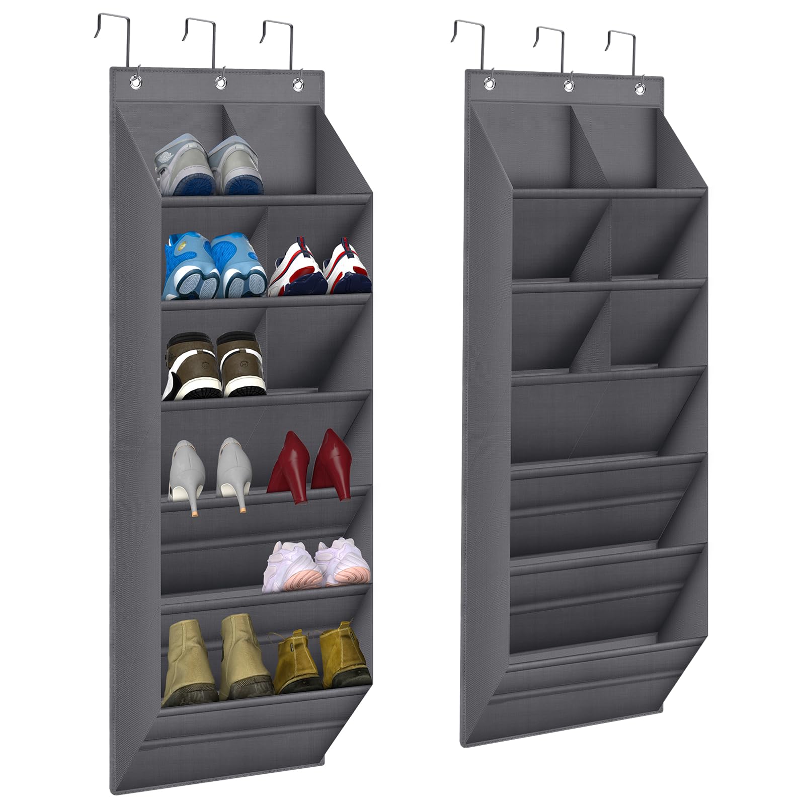 Photo 1 of BZV Lemon 2 Pack Hanging Closet Organizer with 9 Deep Pockets, Over the Door Shoe Rack, Holder for Narrow Door Dorm RV Storage, Grey
