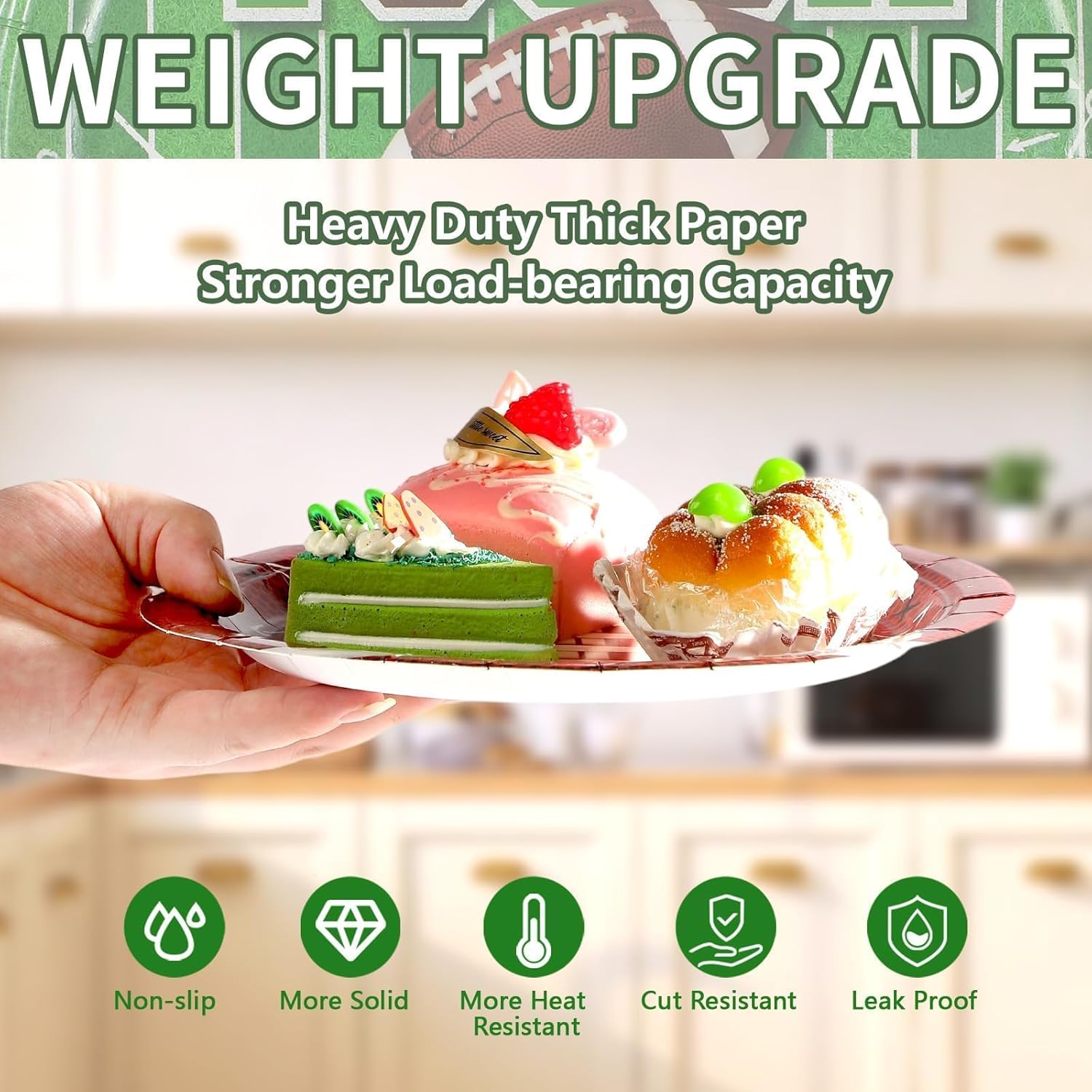 Grencian 60Pcs Football Patry Paper Plates 9" Football Paper Plates Disposable Dessert Platters for Sport Theme Super Game Bowl Gameday Tailgate Party Decorations - Image 4