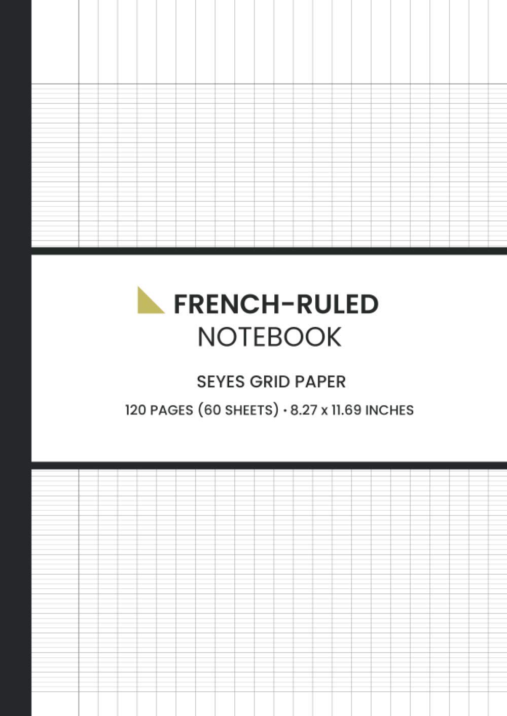French-Ruled Notebook: Seyes Grid Paper, Grands Carreaux, 120 Pages (60 Sheets), A4 Size