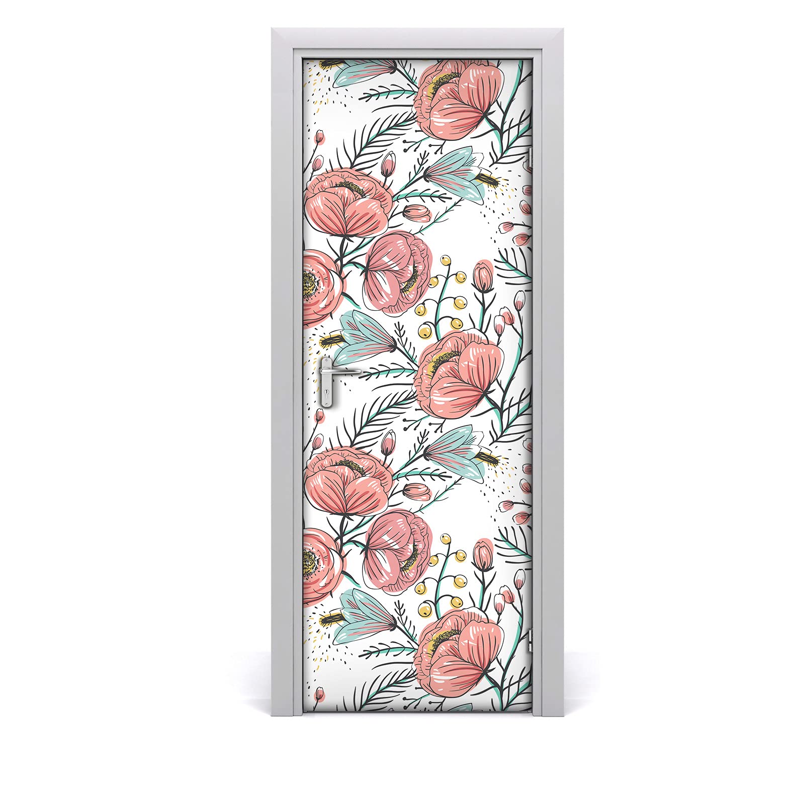 Papier peint sur la porte mural auto-adhésive sticker fleurs de pavot 70x200