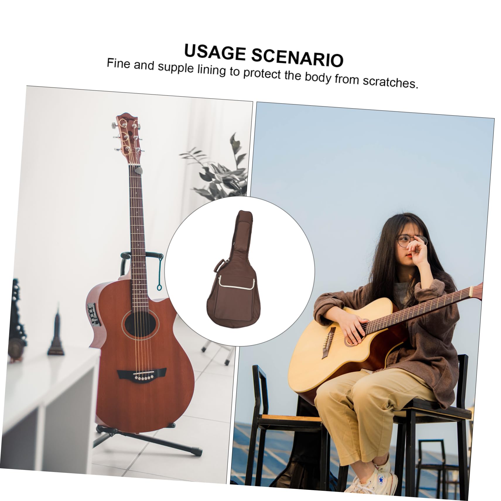 Hemoton Guitar Case Backpack 40/41 Inches Padded Gig Bag for Electric Guitars Easy to Carry Handle