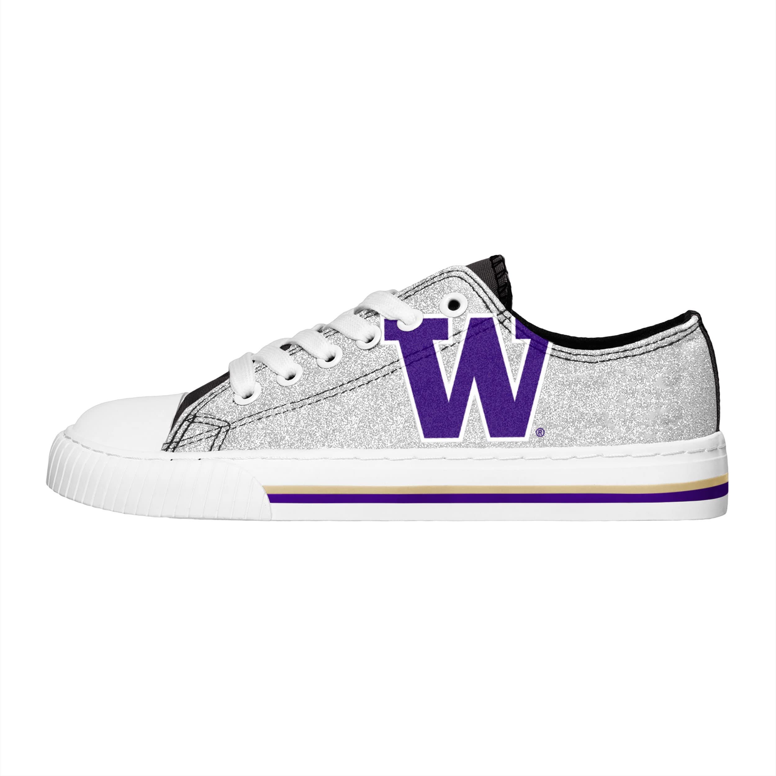 FOCO Washington Huskies NCAA Womens Glitter Low Top Canvas Shoe - Size 8