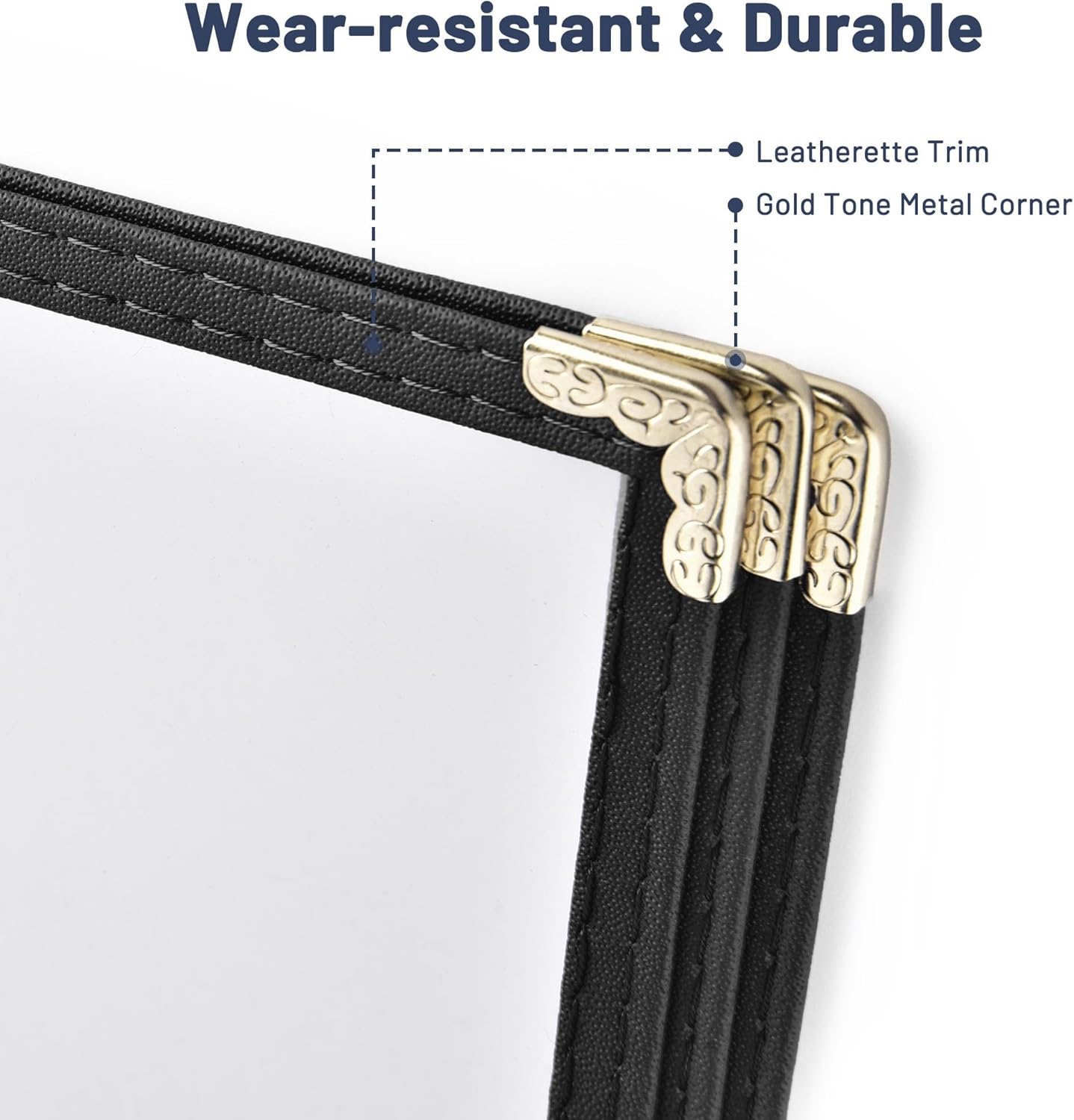 WeChef 30 Pack Restaurant Menu Covers 8.5 x 11" Book Style 3 Pages 6 Views PVC Transparent Restaurant Menu Holder Book Cafe Hotel Bar Black