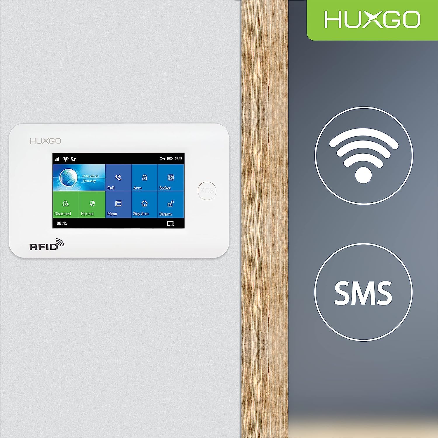 HXA006, Système d'alarme sans Fil, 5X détecteurs de Mouvement, 5X détecteur d'ouverture de Porte/fenêtrel, sirène sans Fil Modules : WiFi+ GSM 4G, alertes SMS, contrôle par téléphone