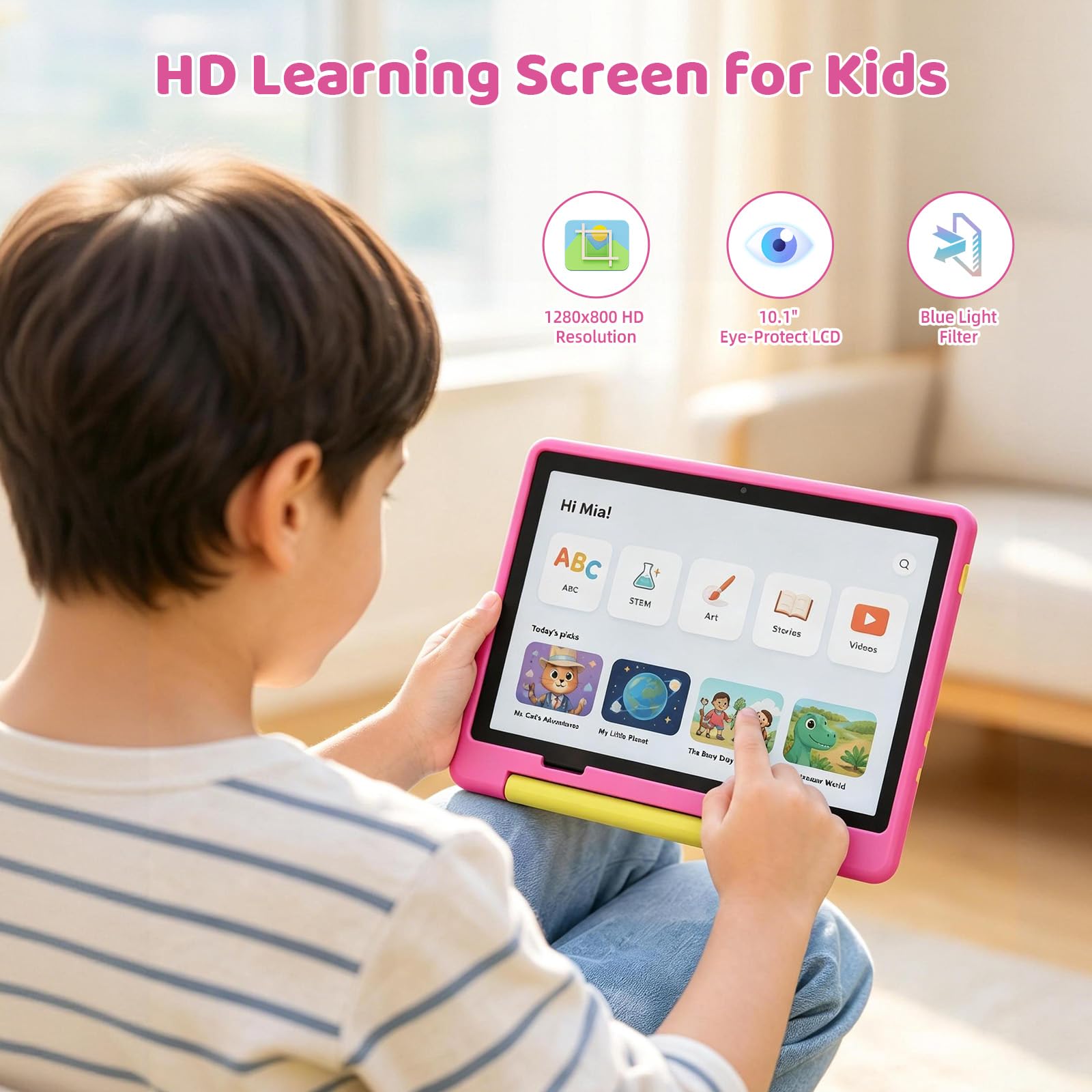 Gleeso Tablet Android 16 per bambini, 24 GB RAM 64 GB ROM Tablet per bambini piccoli, batteria 6000 mAh, controllo genitori, modalità bambini, certificato GMS, tablet per bambini da 10 pollici con