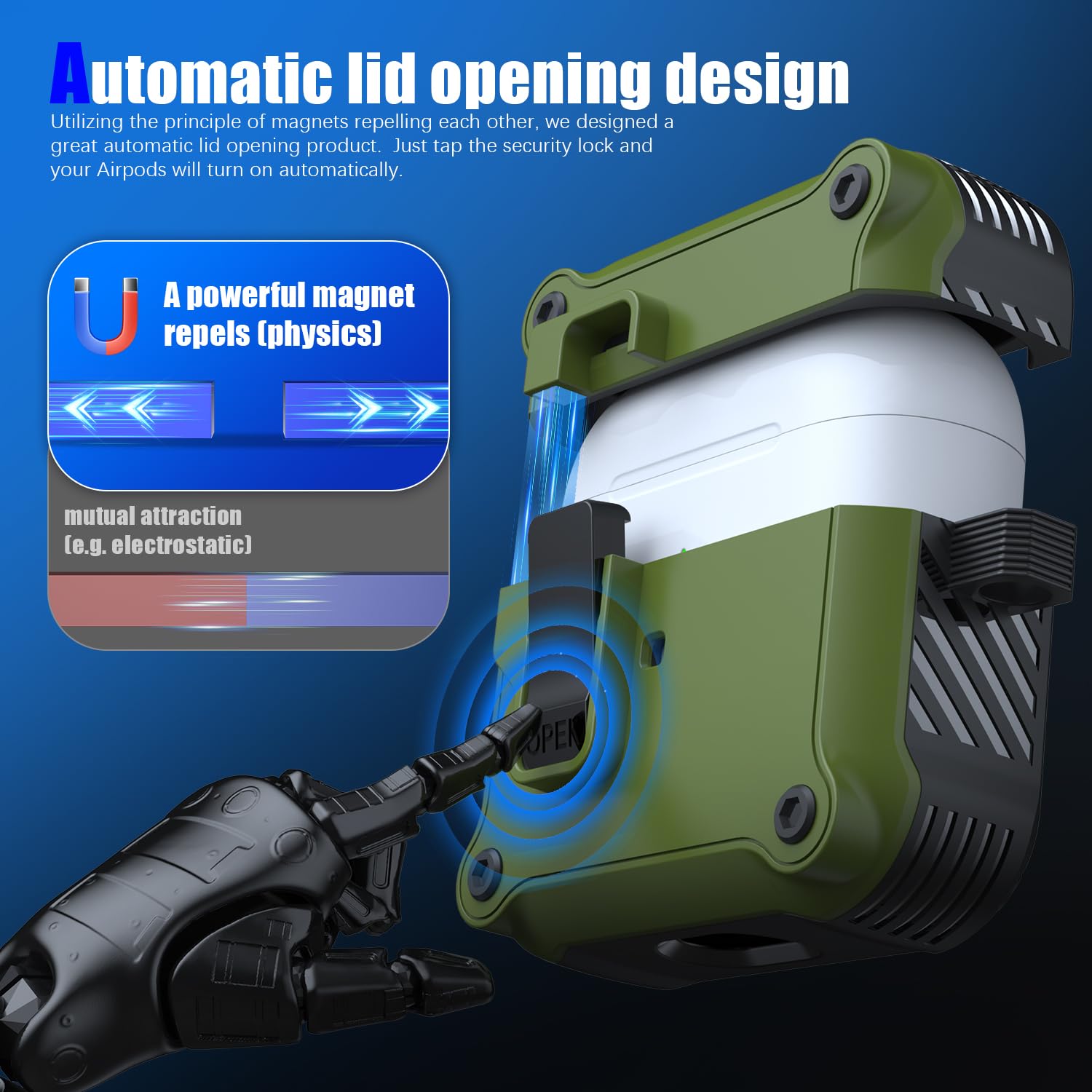 RFUNGUANGO Armor series Compatible with AirPods 3 Case with Secure Lock Clip, Full Body Shockproof Hard Shell Protective - Image 2