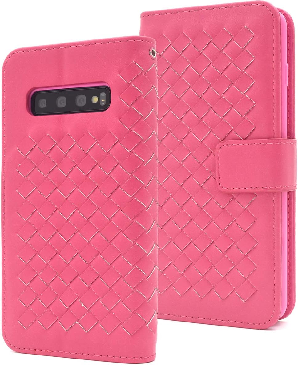 PLATA Galaxy S10 (SC-03L / SCV41) Case Notebook Type Lattice Plaid Notebook Type Case Card Storage Smartphone Case [Vivid Pink]