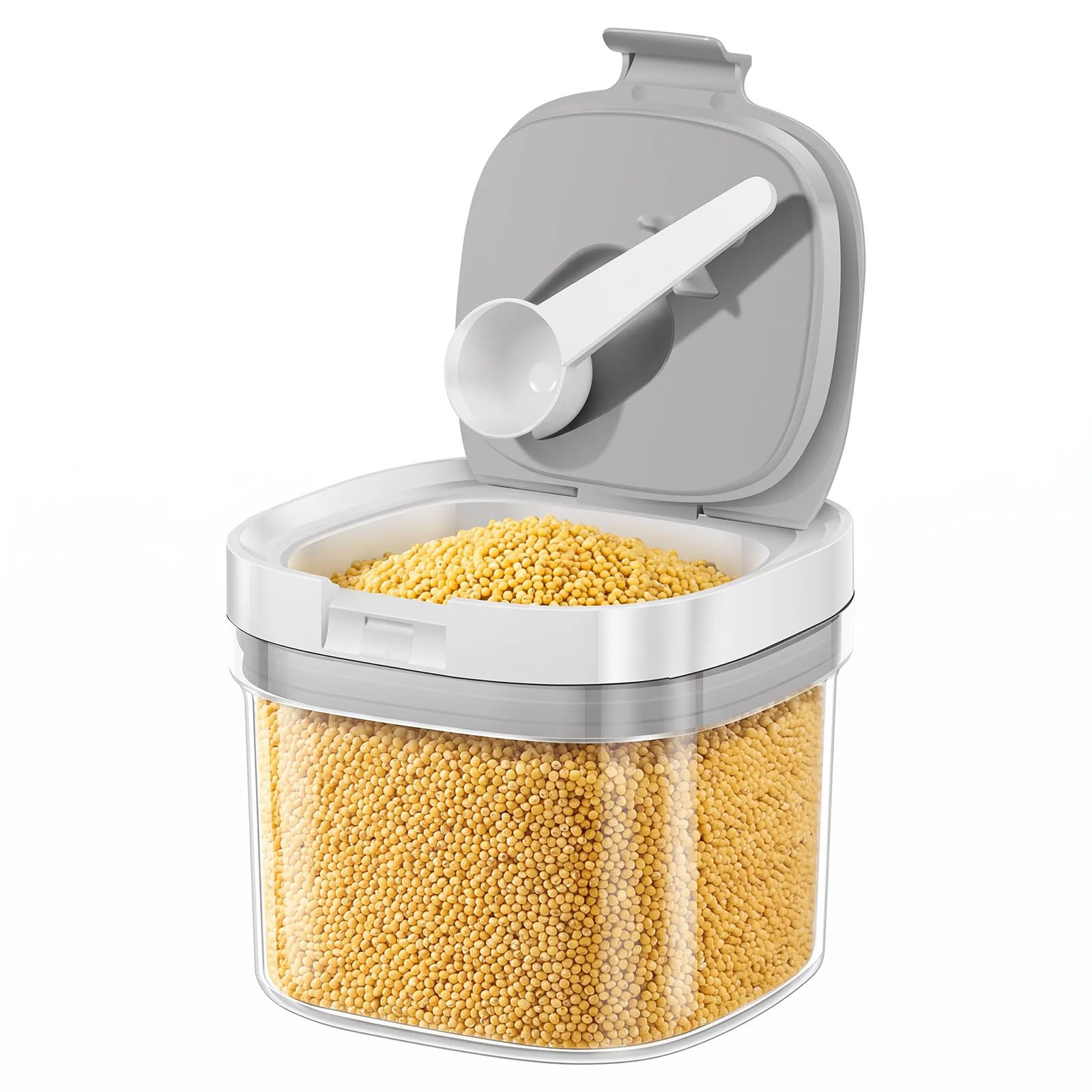 Sutowe Airtight Formula Container with Spoon Grey Coffee Canister Stackable Food Storage Containers with Lids Milk Powder Storage Formula Dispenser for Coffee, Cereal, Flour (Transparent-800ml) — image 1