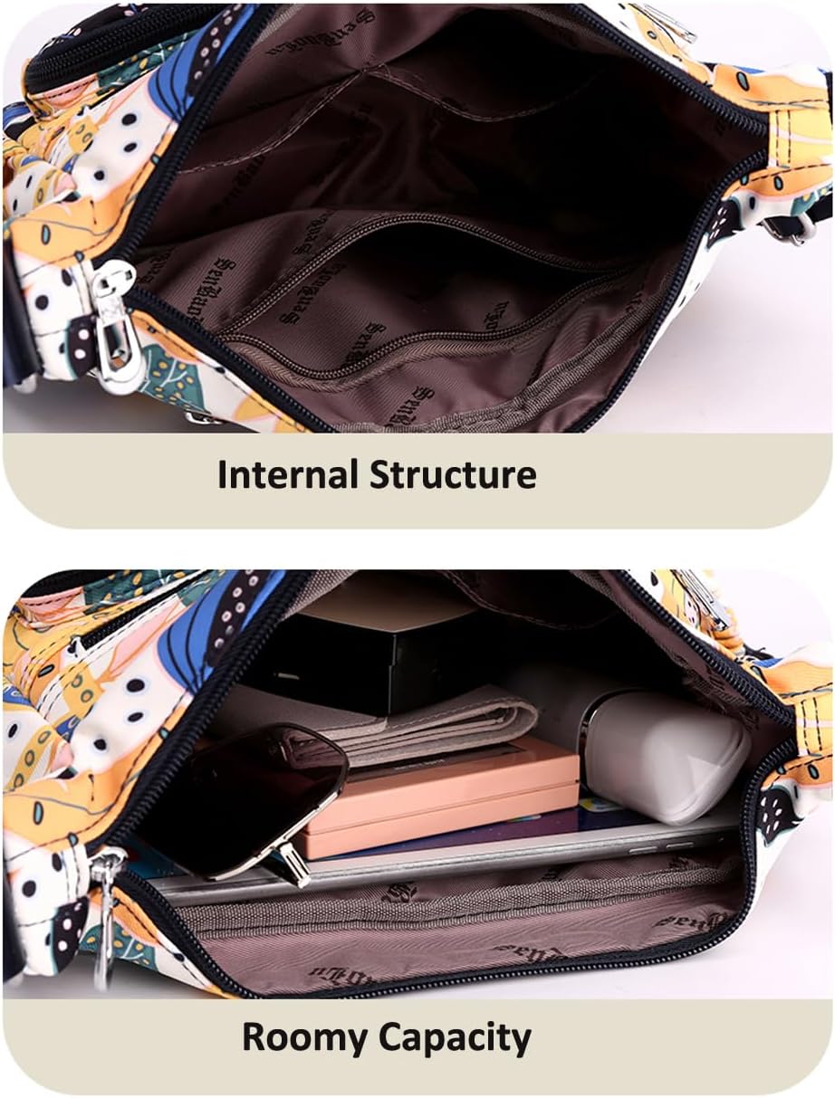 Crossbody Bag for Women Ladies Multi Pockets Shoulder Bag Handbag Lightweight Nylon Casual Messenger Bag Travel Purse - Image 5